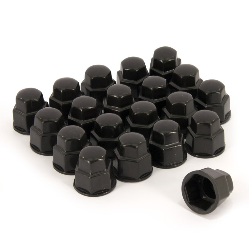 Set de couvres écrous de jantes - Matière synthétique noir - 19mm - set de 20 pièces