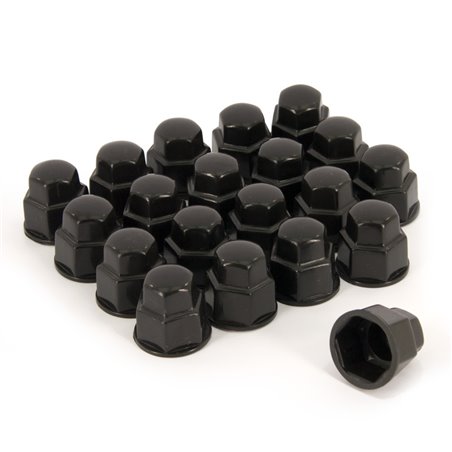 Set de couvres écrous de jantes - Matière synthétique noir - 19mm - set de 20 pièces