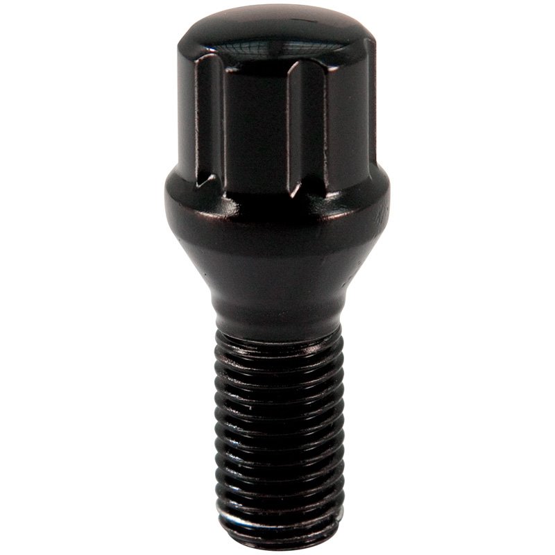 Boulon de roue M12x1.50 Noir - 6-Spline - Conique - Longueur 24mm