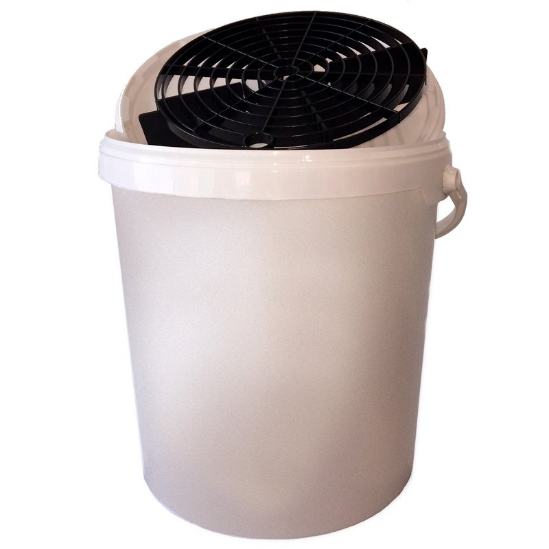 Seau lavage de voiture 15L Blanc + Couvercle + Grit/Grille
