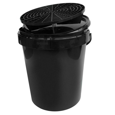 Seau lavage de voiture 15L Noir + Couvercle + Grit/Grille