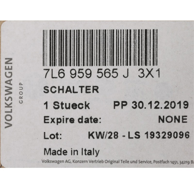 Interrupteur de rétroviseur de porte OEM 2004-2008 Volkswagen Touareg NEUF 7L6-959-565-J-3X1