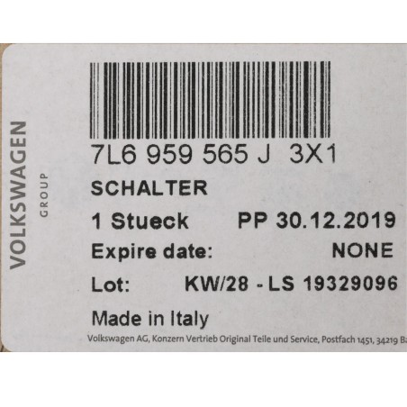 Interrupteur de rétroviseur de porte OEM 2004-2008 Volkswagen Touareg NEUF 7L6-959-565-J-3X1 Interrupteur de rétroviseur de porte OEM 2004-2008 Volkswagen Touareg NEUF 7L6-959-565-J-3X1