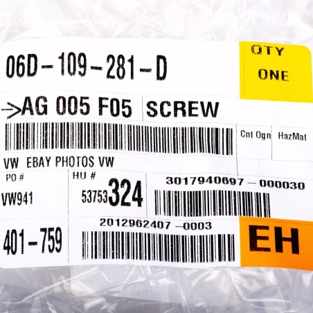 Nouveau boulon de réglage d'arbre à cames d'origine OEM VW Volkswagen Eos Golf Passat 06D109281D Nouveau boulon de réglage d'arbre à cames d'origine OEM VW Volkswagen Eos Golf Passat 06D109281D