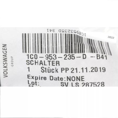 Interrupteur de détresse d'origine neuf OEM 02-10 VW Volkswagen Beetle 1C0953235DB41 Interrupteur de détresse d'origine neuf OEM 02-10 VW Volkswagen Beetle 1C0953235DB41