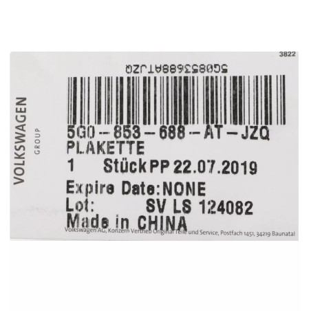 Emblème d'aile Volkswagen GTI 2015-2021 OEM NEUF 5G0-853-688-AT-JZQ Emblème d'aile Volkswagen GTI 2015-2021 OEM NEUF 5G0-853-688-AT-JZQ