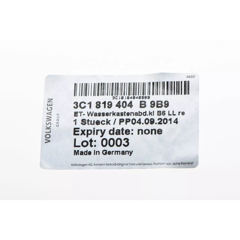 06-11 VW Volkswagen Passat Grille d'essuie-glace avant droite côté passager D'ORIGINE NEUF