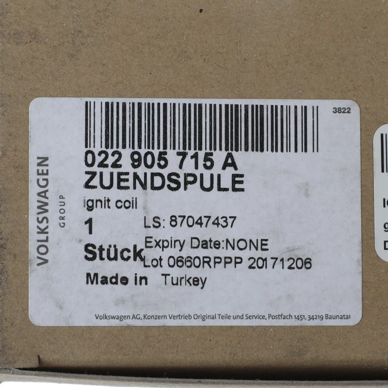 Bobine d'allumage OEM neuve Volkswagen 2009-2023 Atlas CC Passat Touareg 022-905-715-A