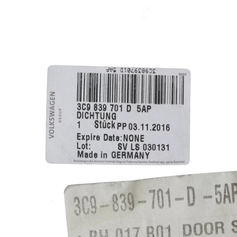 NOUVEAU OEM Volkswagen 2007-2010 Passat Joint de Porte 3C9-839-701-D-5AP