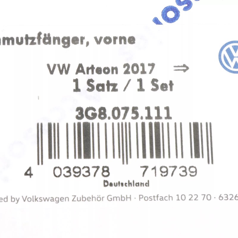 Nouveau jeu de bavettes garde-boue avant OEM 19-23 VW Volkswagen Arteon 3G8-075-111
