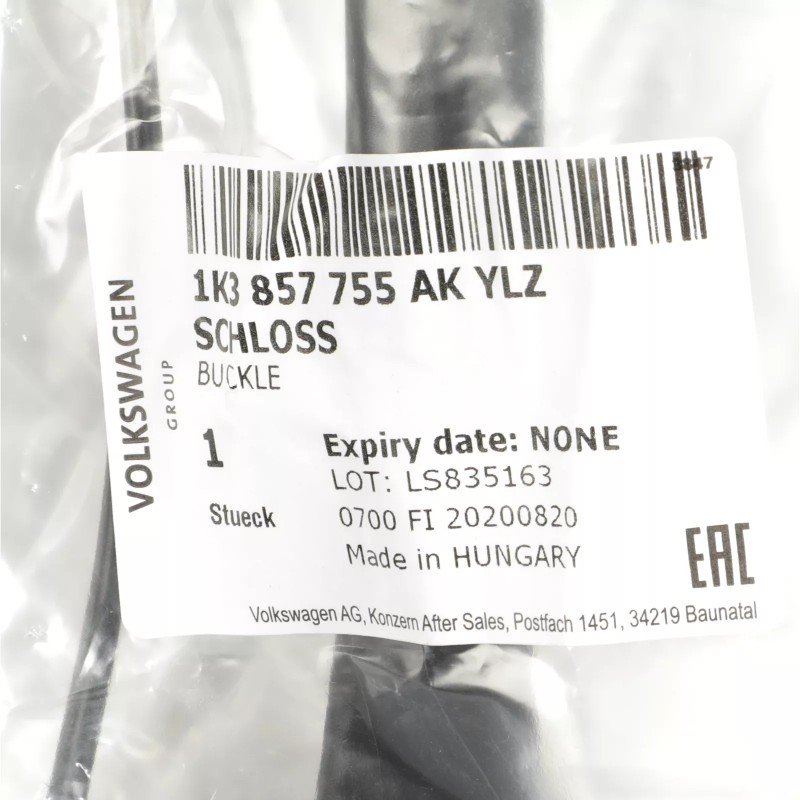 Boucle de ceinture de sécurité côté conducteur avant gauche VW Volkswagen Golf GTI 2010-2013 OEM NEUF