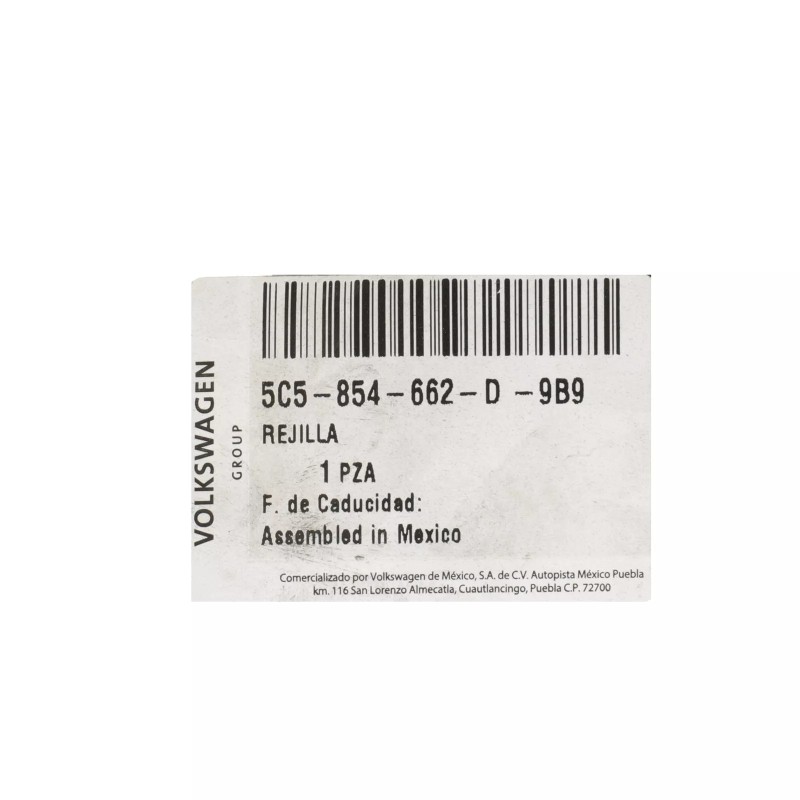 Grille inférieure droite Volkswagen Beetle 2013-2016 OEM 5C5-854-662-D-9B9 NEUF