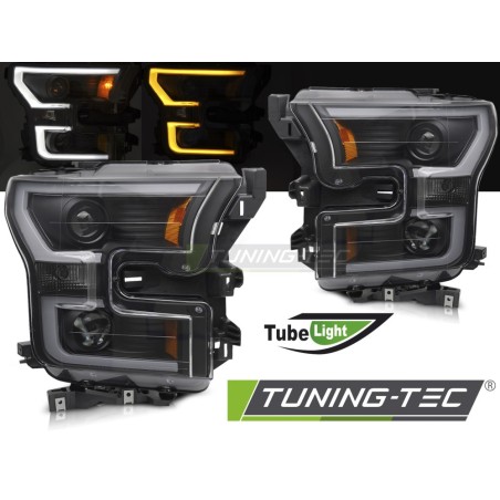 HEADLIGHTS TUBE LIGHT DOUBLE BLACK fits FORD F150 MK13 14-17 HEADLIGHTS TUBE LIGHT DOUBLE BLACK fits FORD F150 MK13 14-17