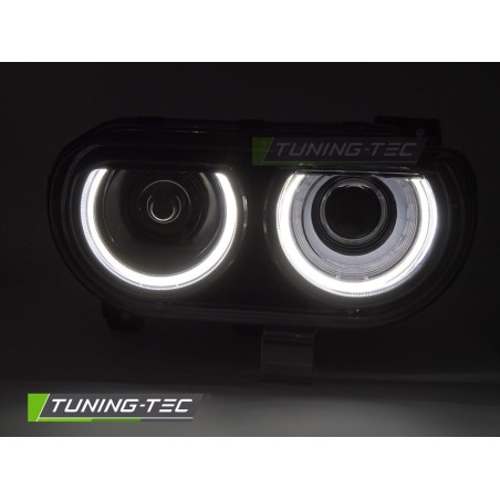 HEADLIGHTS BLACK DRL fits DODGE CHALLENGER 08-14 HEADLIGHTS BLACK DRL fits DODGE CHALLENGER 08-14