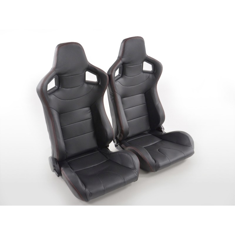 Sièges sport FK Sièges auto demi-coque en cuir synthétique aspect carbone noir