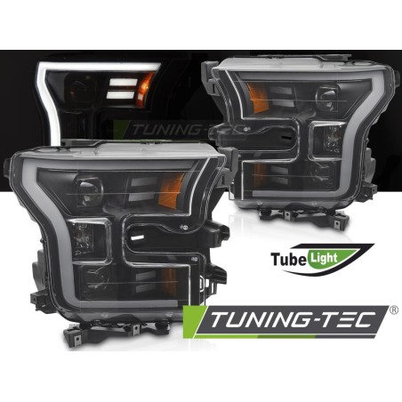 HEADLIGHTS TUBE LIGHT BLACK fits FORD F150 MK13 14-17 HEADLIGHTS TUBE LIGHT BLACK fits FORD F150 MK13 14-17