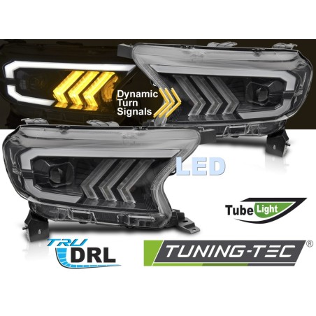 HEADLIGHTS TUBE LIGHT BLACK fits FORD RANGER V 16-22 HEADLIGHTS TUBE LIGHT BLACK fits FORD RANGER V 16-22