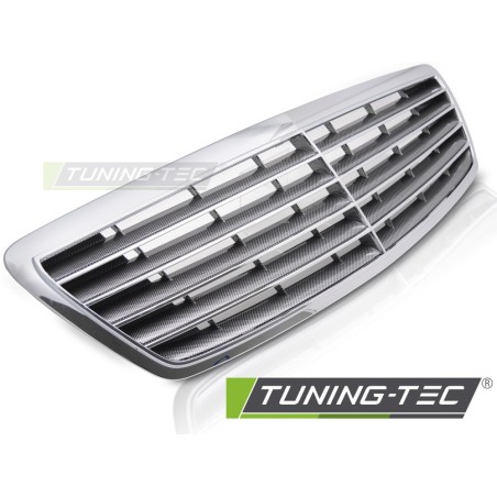 GRILLE CHROME-CARBON LOOK fits MERCEDES S-CLASS W220 02-05