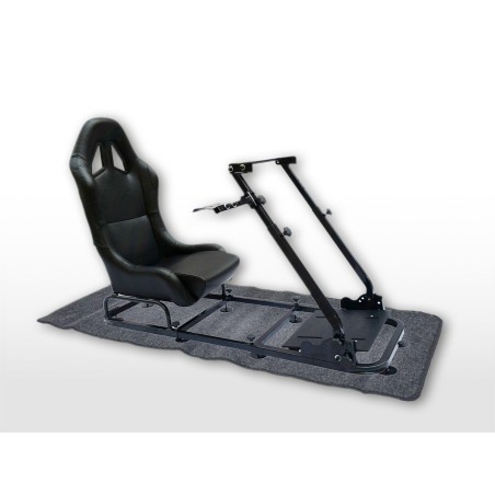 Simulateur de course de siège de jeu FK eGaming Seats Monaco noir avec tapis gris foncé