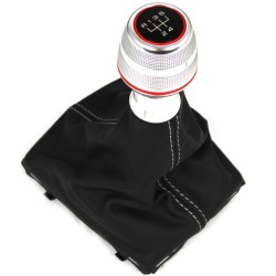 Pommeau de levier de vitesse en aluminium Audi A3 8V argent couture cuir sport 5 vitesses