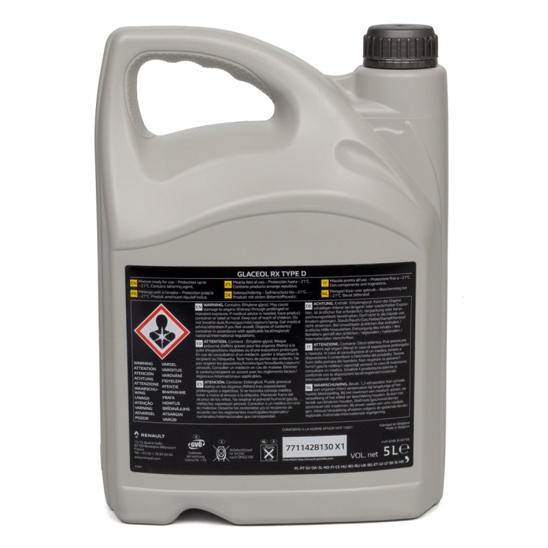 Antigel Oe Renault Glaceol RX Type D Verde 5L 7711428130 Antigel Oe Renault Glaceol RX Type D Verde 5L 7711428130