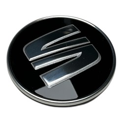 Cache moyeu Seat noir et chrome 55mm pour jante alu