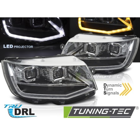 LED HEADLIGHTS TUBE LIGHT CHROME DRL SEQ fits VW T6 15-19 LED HEADLIGHTS TUBE LIGHT CHROME DRL SEQ fits VW T6 15-19