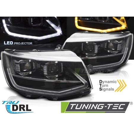 LED HEADLIGHTS TUBE LIGHT BLACK DRL SEQ fits VW T6 15-19 LED HEADLIGHTS TUBE LIGHT BLACK DRL SEQ fits VW T6 15-19