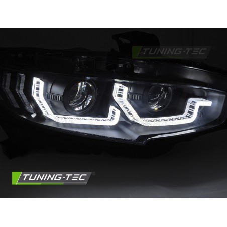 LED HEADLIGHTS BLACK DRL SEQ fits HONDA CIVIC X 16-21