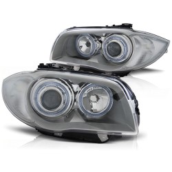 Phares Angel Eyes Chrome pour BMW Série 1 E87/E81/E82/E88 04-11