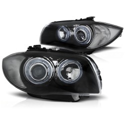 Phares Angel Eyes noirs pour BMW Série 1 E87/E81/82/88 04-11