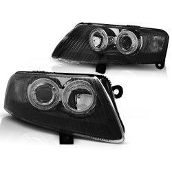 Phares ANGEL EYES noirs pour AUDI A6 C6 04.04-08