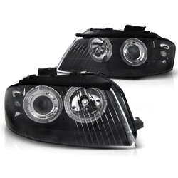 Phares Angel Eyes noirs pour AUDI A3 8P 05.03-03.08
