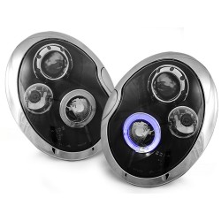 Phares Angel Eyes noirs pour BMW MINI (COOPER) 01-04