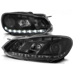 Phares noirs DRL séquentiels pour VW Golf 6 10.08-12