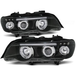 Phares ANGEL EYES noirs pour BMW X5 E53 09.99-10.03