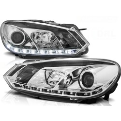 Phares avant TRUE DRL chrome pour VW Golf 6 10.08-12