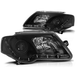 Phares noirs TRUE DRL compatibles VW Passat B6 3C 03.05-10