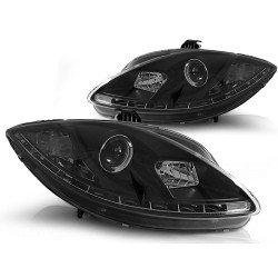 Phares TRUE DRL noirs pour SEAT LEON ALTEA 09-12