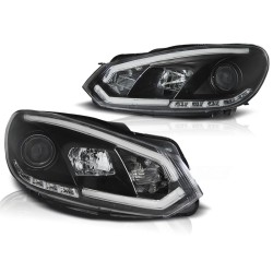 Phares TUBE LIGHT DRL Noir pour VW Golf 6 10.08-12