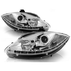 Phares avant TRUE DRL chrome pour SEAT LEON ALTEA 09-12