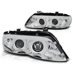 Phares Xénon Angel Eyes Chrome pour BMW X5 E53 11.03-06