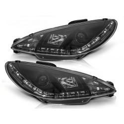 Phares PEUGEOT 206 10.98-02 Feux de Jour Noir