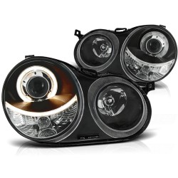 Phares Angel Eyes noirs pour VW Polo 9N 11.01-04.05