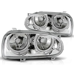 Phares Angel Eyes Chrome pour VW Golf 3 09.91-08.97