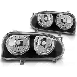 Phares Angel Eyes noirs pour VW Golf 3 09.91-08.97
