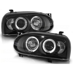 Phares Angel Eyes noirs compatibles VW Golf 3 09.91-08.97