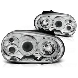 Phares Angel Eyes Chrome pour VW Golf 4 09.97-09.03