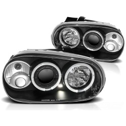 Phares ANGEL EYES noirs pour VW GOLF 4 09.97-09.03