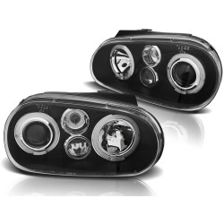 Phares Angel Eyes noirs pour VW Golf 4 09.97-09.03